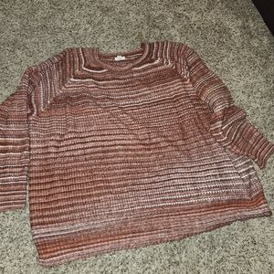 a.n.a Women's Textured Knit Sweater - Rust and Cream